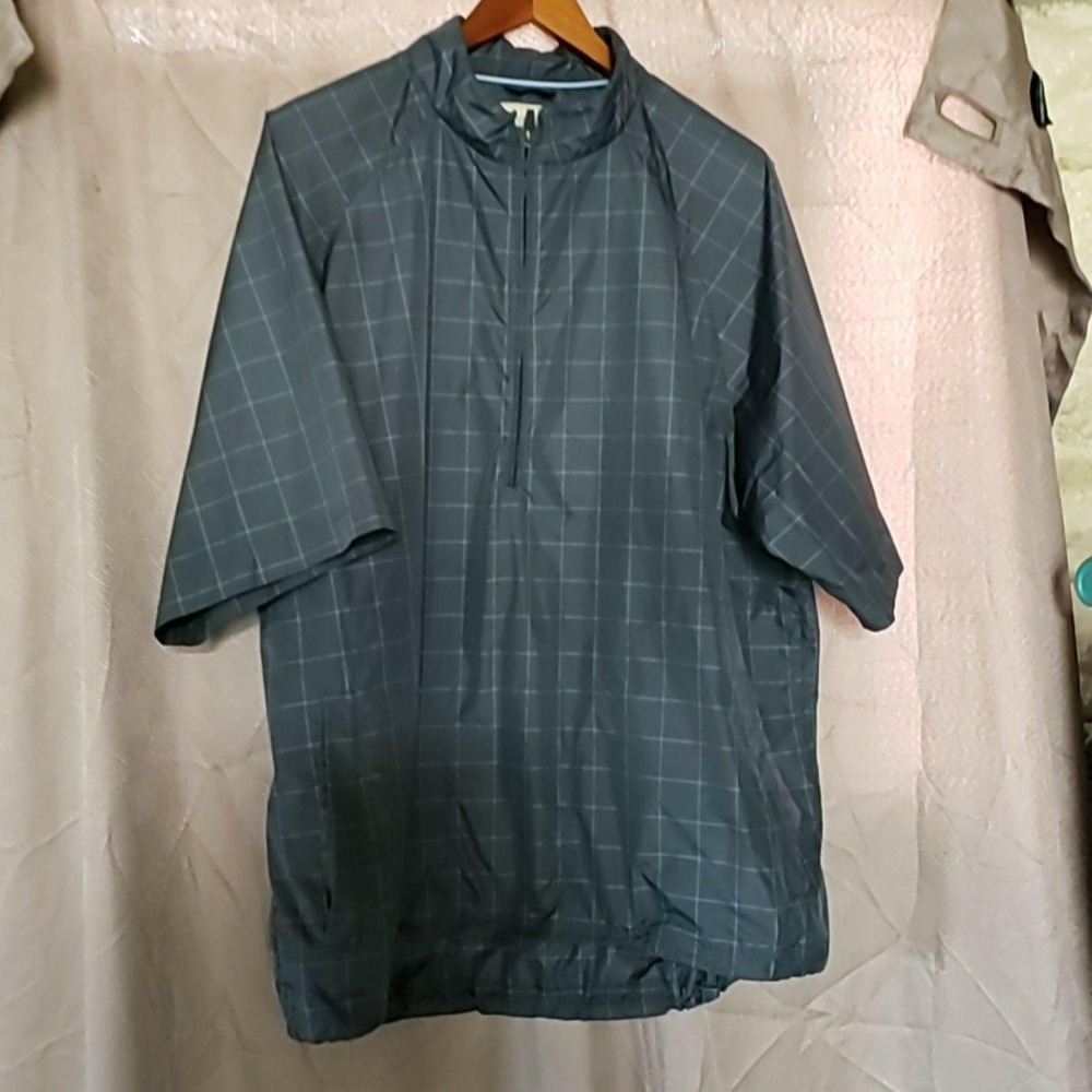 Donald Ross Jacket Mens XL Gray Check 1/2 Zip Short Sleeve Golf Windbreaker